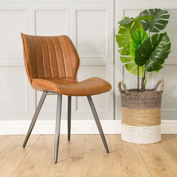 Alfa Dining Chair Vegan Leather Tan3